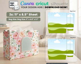Gift Bag Template, Boutique Bag Template, Birthday Gift Bag, Canva Template, Favor Bag, Printable Bag, Cricut, Digital Files, Download Now