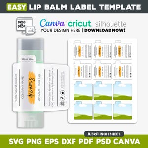 Lip Balm Labels Template, Chapstick Labels Template, Editable Canva, Chapstick Template,  Lip Balm Template, Editable Label, Svg, Cricut
