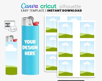 Plantilla para envoltorio de encendedor, etiqueta editable de Canva para encendedor, plantilla SVG para envoltorio de encendedor, etiqueta personalizada para encendedor, SVG para Cricut, descargar ahora