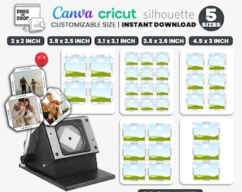 Plantilla de imán de 5 tamaños, imanes de fotos para nevera, plantilla de Canva, plantilla de prensa de imán cuadrada de 2x2-3 pulgadas, SVG, PNG, Cricut, descarga instantánea