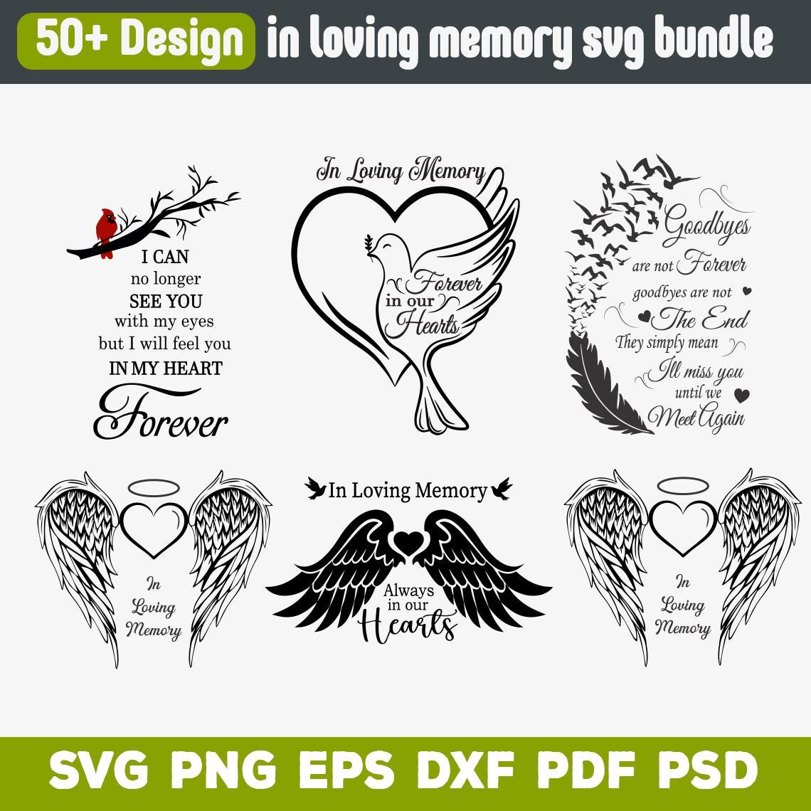 Memory Rip Word Disign 50+ in Loving Memory Svg, Rip Svg Bundle, Memorial Svg, Memorial Shirt ...