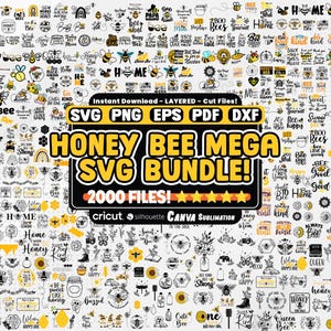 Bee Svg Bundle, Honey Bee Svg, High Quality Bee Png, Biene, Bee Hive, Sublimation, Svg For Cricut, Silhouette, Vector, Instant Download