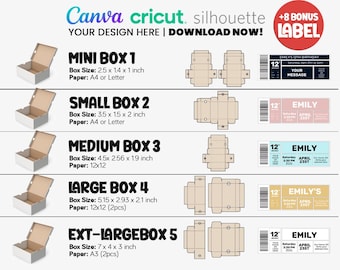 5 Size Shoe Box Template, Shoe Box Svg, Sneaker Box Template Bundle, Mini Shoe Box Template, Party Favor Box, Svg For Cricut, Download Now