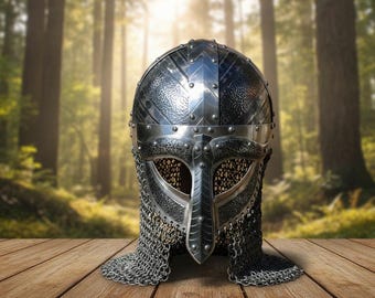 Medieval Viking Vedel Warrior Helmet With Chainmail | Battle Ready Norman Helmet