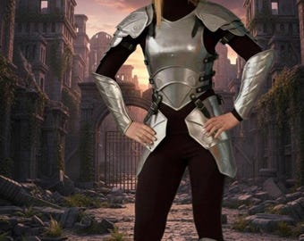 Polished Steel Medieval Female Armor Suit - Queen of the Elven Court Cosplay LARP Costume Armor