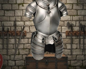 Medieval Full Plate Cuirass with Tassets and Pauldrons armour