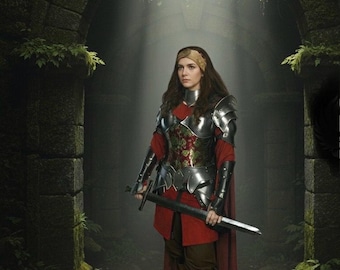 Mittelalterliche Dame Ritter Rüstung | Stahl Kürass & Kettenhemd | LARP Cosplay, Fantasy Kostüm, Reenactment Outfit für Damen