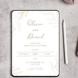 Editable Wedding Invitation & Details Card Template | Minimalist Elegant Canva Wedding Invite | Printable Digital Download