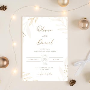 Bearbeitbare Hochzeitseinladung & Details Kartenvorlage | Minimalistische Elegante Canva Hochzeit einladen | Druckbare digitale Datei