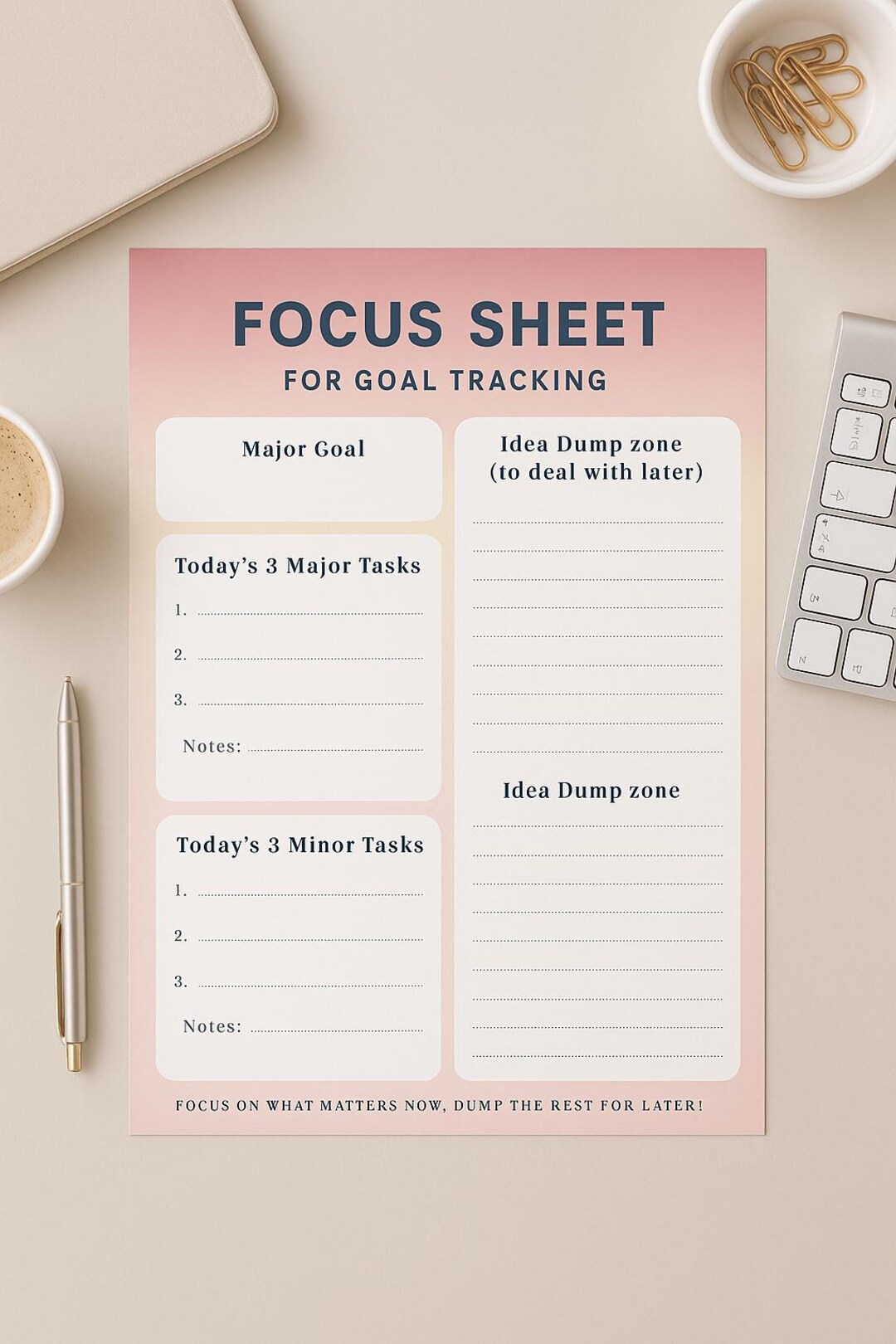 Focus Sheet for Goal Tracking - Etsy