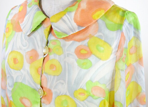 1960s Floral Dress Mod Psychedelic Yellow Orange … - image 3