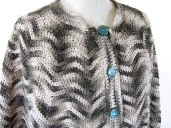 1970s Marled Knit Shawl Fringe Womens Size Small … - image 4