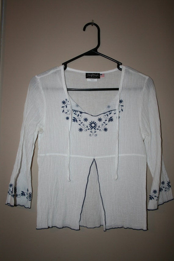 Items similar to SALE White hippie shirt with flared sleeves Show off ...