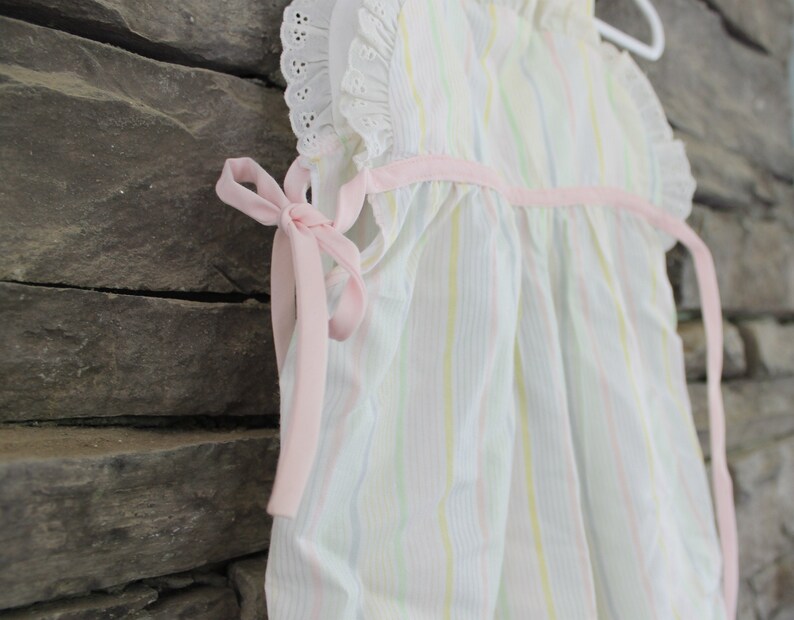 Baby Overalls Pastel with ties on sides ribbons 12 months