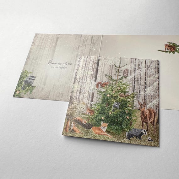 Winterkarte »Tannenbaum«, detailreicher Kunstdruck, Fine Art Klappkarte 400 g/qm mit Innengestaltung & Botschaft, optional mit Umschlag