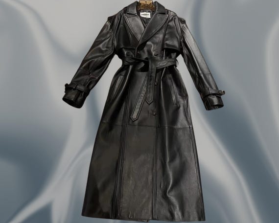 Custom Long Leather Coat for Women, Genuine Black Leather Blazer, Oversized Full Length Coat, Gift for Her, Personalized