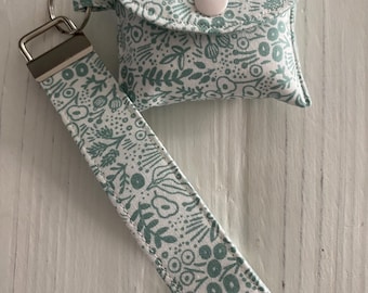 AirPod Case with Optional Wristlet - Rifle Paper Co - Soft Sage Green and White, Botanical Floral Print
