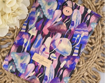 Quilted Book Sleeve  - Mushroom Print - Handmade