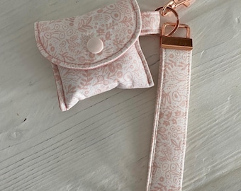 AirPod Case with Optional Wristlet - Rifle Paper Co - Soft Pink and White, Botanical Floral Print