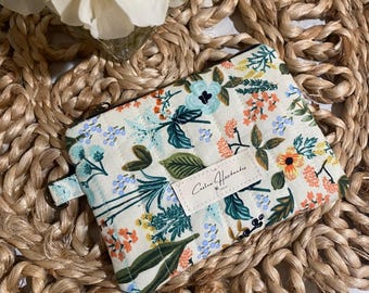 Quilted Zipper Card Wallet – Rifle Paper Co. Floral Fabric | Optional Wristlet