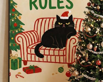 Funny Christmas Cat Poster, Wall Art Decor, Christmas prints