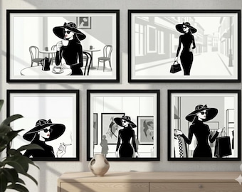 Fashion Wall Art Set of 5 • Fashion clipart • Printable Illustrations