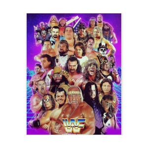 WWF Legends Poster | 80s 90s Wrestling Superstars Wall Art | Hulk Hogan, Macho Man, Ultimate Warrior, Andre The Giant & More