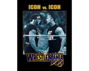 Wrestlemania X8 Poster the Rock Vs Hulk Hogan Retro WWF 2002