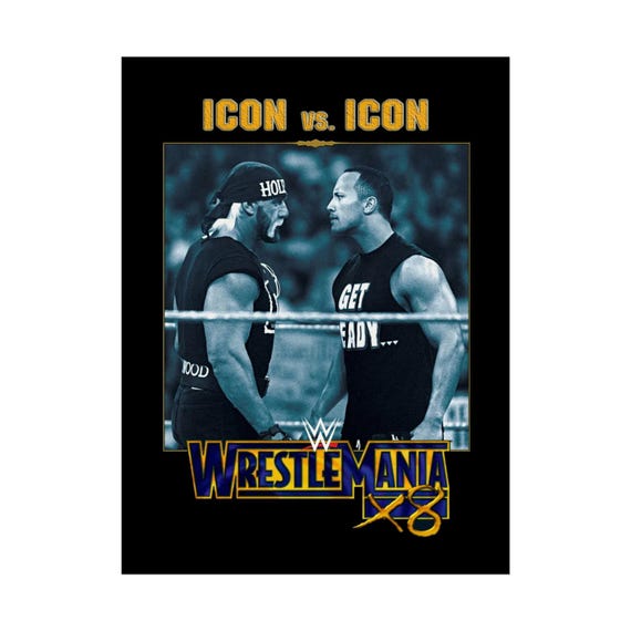 WWE クラシック9 バンバンビガロ Wrestlemania X8 Poster | the Rock Vs Hulk Hogan | Retro WWF 2002