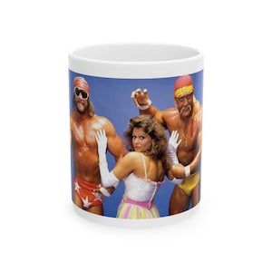 Mega Powers Coffee Mug | Hulk Hogan & Macho Man Randy Savage | Retro WWF Wrestling Fan Gift | Vintage 80s Wrestling Mug