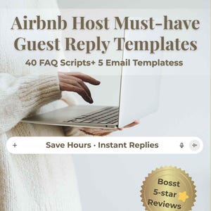 Airbnb Host Must-have Guest Reply Template Pack| 45 Essential Message + Email Scripts + Review Request