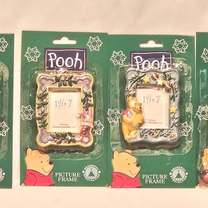 Lot Of 4 Vintage Disney Winnie The Pooh, Tigger, Piglet And Eeyore Christmas Picture Frames
