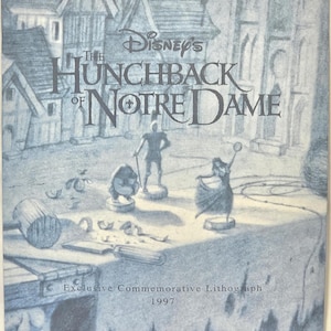 Vintage Disney The Hunchback Of Notre Dame 1997 Exclusive Commemorative 11&quot; x 14&quot; Lithograph