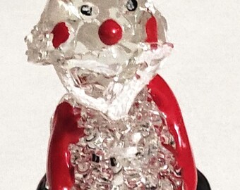 Vintage Handmade Spun Blown Glass Santa Claus Figurine Christmas Decoration Good Condition