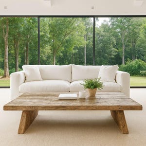 Rustic Wooden Coffee Table, Custom Handmade Reclaimed Wood Low Coffee Table for Living Room, Farmhouse Style, Natural Wood, Live Edge