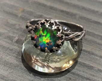 Mystic LC Opal in Sterling Crown Setting