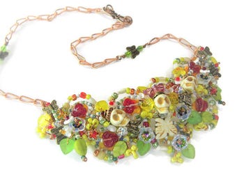 Celebration of Dia de los Muertos Necklace in Fiesta Colors, WJ126