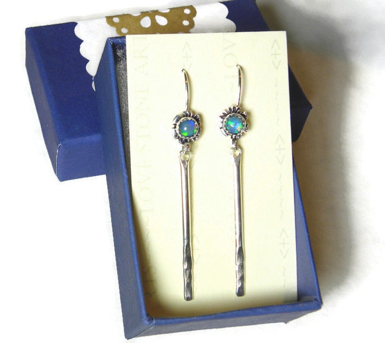 Natural Welo Opal Raindrop Earring, Spring Showers, Sterling Silver, Cabin Fever E135 image 3