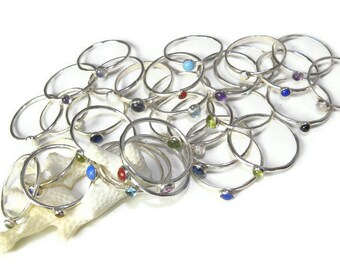 Select 5, Sterling Gemstone Stacking Rings in Bright Tumbled Silver R138