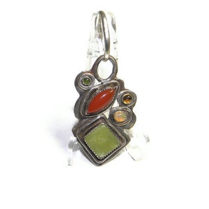 Abstract Art Pendant of Sterling and Semiprecious Stones P105 image 3