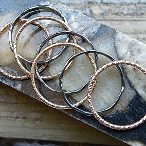 Contemporary Tri-color Stacking Rings in Rose Gold, Yellow Gold and ...