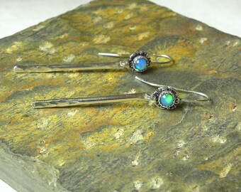 Natural Welo Opal Raindrop Earring, Spring Showers, Sterling Silver, Cabin Fever E135