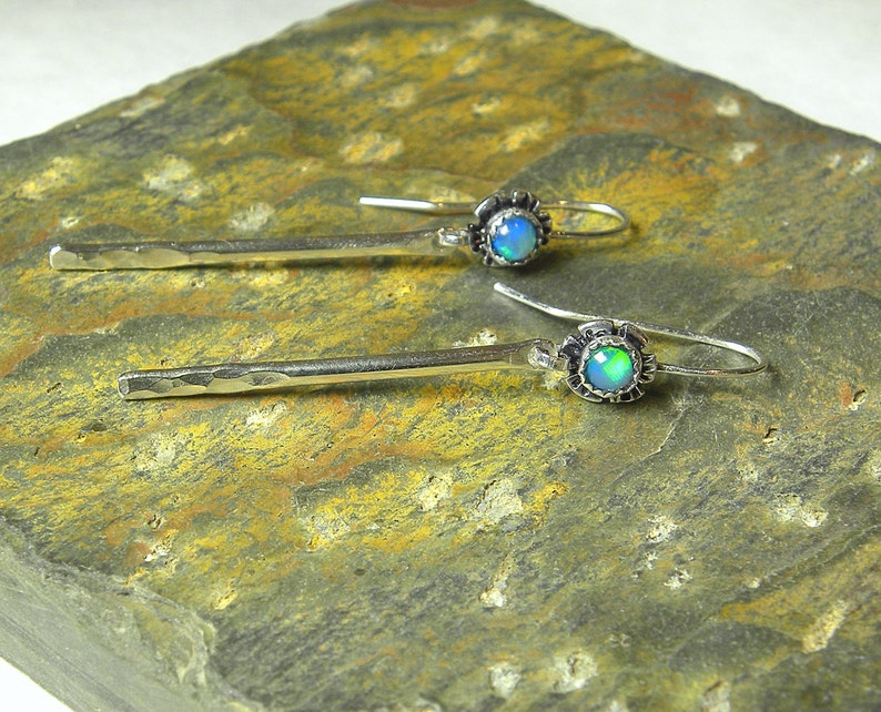 Natural Welo Opal Raindrop Earring, Spring Showers, Sterling Silver, Cabin Fever E135 image 1