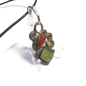 Abstract Art Pendant of Sterling and Semiprecious Stones P105 image 5