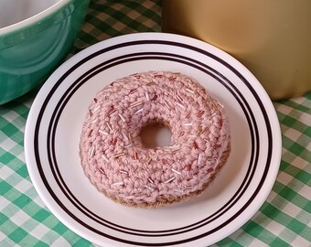 Delicious Crochet Beaded Pink Sprinkle Donut