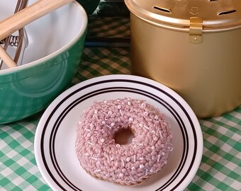 Delicious Crochet Beaded Pink Donut