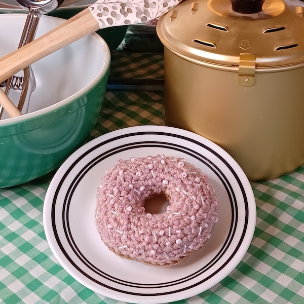 Delicious Crochet Beaded Pink Donut