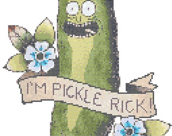 Pickle Rick Tattoo Funny Cross Stitch Pattern Instant Download PDF