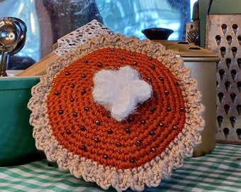 Crochet Beaded Pumpkin Pie Decor