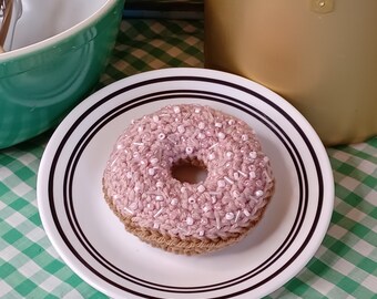 Delicious Crochet Beaded Pink Donut